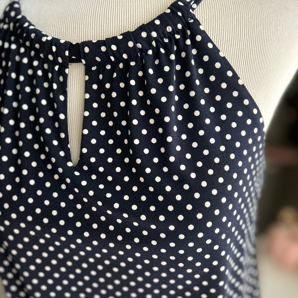 Navy Polka Dot Sleeveless Dress 10 - Picture 2 of 11